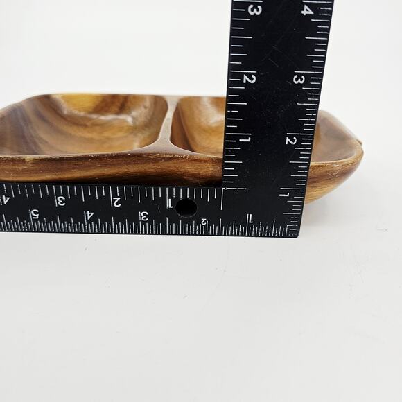 Waikiki Woods 2 Section Tray Monkey Pod Wood Made In Hawaii Vintage Retro Rare! - Picture 6 of 8
